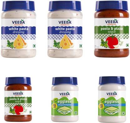 VEEBA WHITE PASTA DRESSING +PASTA AND PIZZA SAUCE+EGGLESS MAYONNAISE (PACK OF 6*)