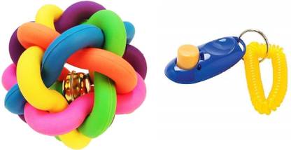 Get More Dog Clicker with Multi Color Ball for Puppy Dog | Cat Toy Combo Plastic Fetch Toy, Squeaky Toy For Dog