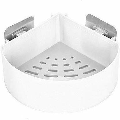 nunki trend ABS Plastic Multipurpose Kitchen Bathroom Triangle Wall Mount Holder Storage Self Adhesive Shower Caddy Rack Corner Shelf Storage Basket Plastic Wall Shelf