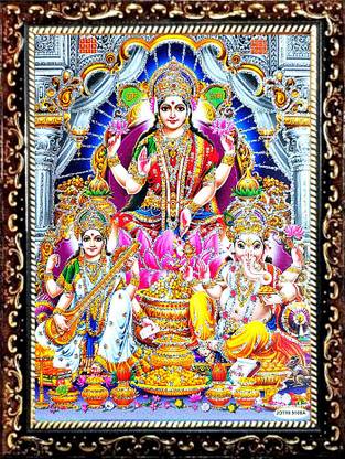SUNINOW LAXMI GANESH SARASWATI PHOTO FRAME | GOD PHOTO FRAMES | FOR DIWALI POOJA Religious Frame