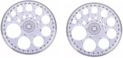 Nightstar Protractor 360 Degrees Full Round with Circle Stencils 2 Pcs Ruler