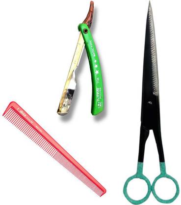 Panchal Combo Of Barber Scissor, 1 Fine Razor, 1 Elegant Comb Scissors
