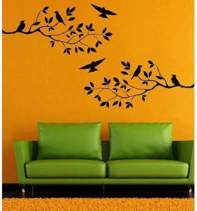 Aaradhya Collection Reusable DIY Designer PVC Wall Stencil Painting for Home Decoration (Bird on Tree Pattern, 16 x 24 inches) A870 Wall Stencil Stencil