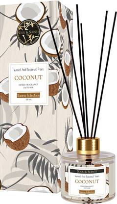 Soul & Scents Coconut Diffuser Get 6 Fiber Stick Natural Fragrance & Smoke Less Room Freshener Diffuser COCONUT REED DIFFUSER