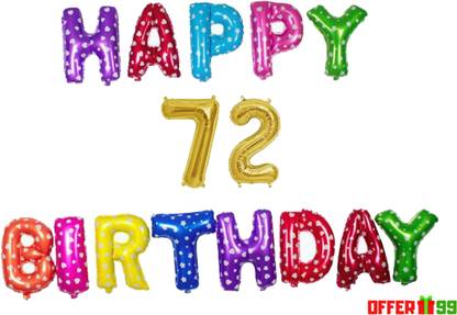Offer99 Solid MultiColor Happy Birhtday with 72 year Golden number Foil Letter Balloon for Birthday Celebration Letter Balloon