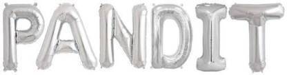 Offer99 Solid "PANDIT" Name Decoration Letter Foil Balloon For Birthday/Celebration/Surprise/Wedding Party Silver Color Letter Balloon Letter Balloon
