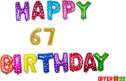 Offer99 Solid MultiColor Happy Birhtday with 67 year Golden number Foil Letter Balloon for Birthday Celebration Letter Balloon