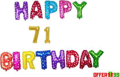 Offer99 Printed MultiColor Happy Birhtday with 71 year Golden number Foil Letter Balloon for Birthday Celebration Letter Balloon