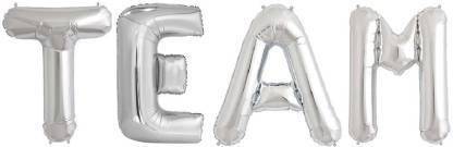 Offer99 Solid "TEAM" Name Decoration Letter Foil Balloon For Birthday/Celebration/Surprise/Wedding Party Silver Color Letter Balloon Letter Balloon