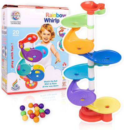 RATNA'S Toy Mall Rainbow Whirlpool 7 Layer Ball Drop and ROLL Swirling Tower for Baby and Toddler Development Party & Fun Board Game