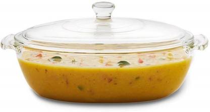 promise plus group Glass Soup Bowl Glass Casserole Deep Round - (1.5 LTR) Oven and Microwave Safe Serving Bowl with Glass Lid (Set of 1)