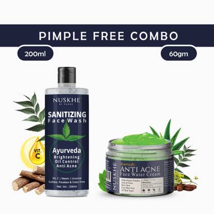 Nuskhe By Paras Pimple Free Combo- Anti acne Gel and Sanitizing Face Wash