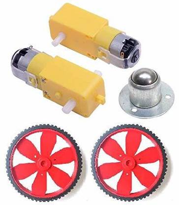 Scriptronics DC Gearbox Motor BO Motor With Tire Wheel DC 3-6V and Caster Wheel Smart Car Chassis for Arduino Educational Electronic Hobby Kit