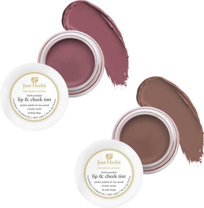 Just Herbs Lip and Cheek Tint ( Pack of 2): Natural Blush - Pale Pink and Soft Nude Lip Stain