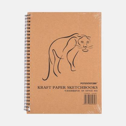 ARTRACK Soft Cover Spiral B5 Notebook Journal , Blank Sketch Book Pad, Wirebound Memo Notepads Diary Planner with Unlined Kraft Paper, 100 Pages/ 50 Sheets 80 Gsm 190 x 260 mm Sketch Pad