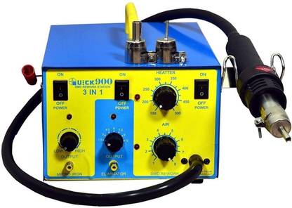 DMK QUICK 900, 3 in 1 SMD Rework Station hot air gun with 12W Micro Soldering iron 5v Dc Output 700 W Temperature Controlled