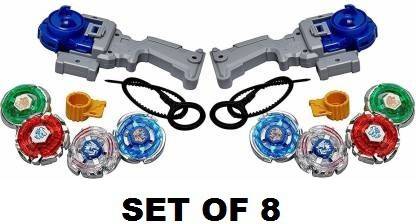 AKANSHA 4D Metal Beyblade Set| Beyblade set of 8| Spinning tops| Beyblade launcher handle 8 in 1