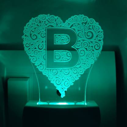 RKH Alphabet B 3D Illusion Night Lamp 7 Multicolor (12 cm, Multicolor) Night Lamp