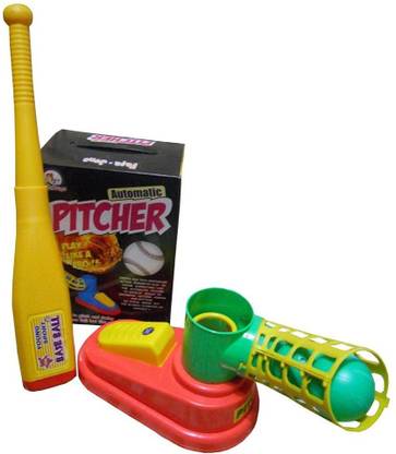 Goyal's Automatic Plastic Pitcher Power Shot Game, Unbreakable, Includes 1 Bat, 3 Balls