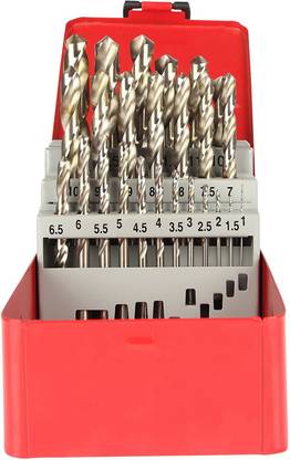 TH1 Miranda MIR25STD Standard Jobber Drill Bit Set Size 1.5 mm to 6.5 mm Metal Box Pack of 13 Pieces