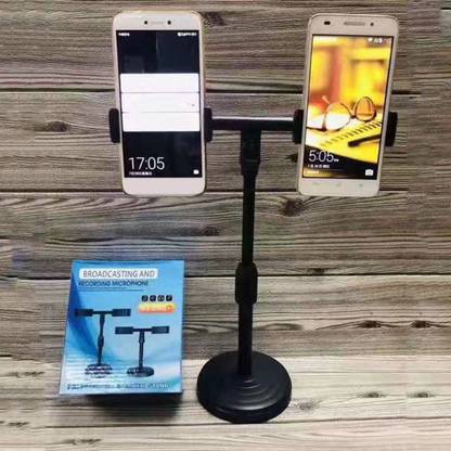ASTOUND Adjustable Dual Device Stand, Live Streaming Phone Holder with Base-FR17 Mobile Holder