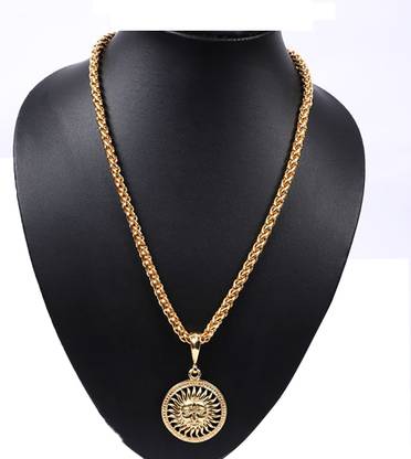Sipradh Suryanarayan GOLDEN & JAYPURI chain Gold-plated Cubic Zirconia Alloy Pendant Set
