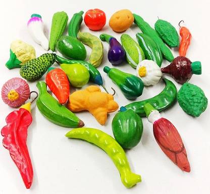 Karru Krafft Clay Miniature Vegetable 30pieces pack as Indian Toy Artificial Fruit