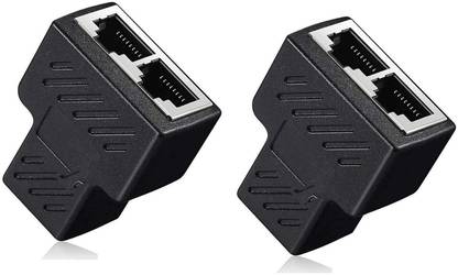 Saviraj 2 pcs RJ45 Joiner Adapter 1 to 2 Ethernet Double Socket LAN CAT 5/CAT 6 Adapter Lan Adapter