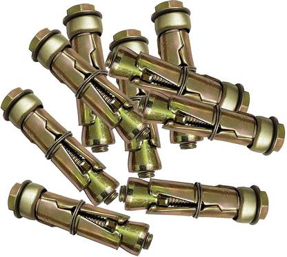 IKIS India Anchor Fasteners,Size 6 mm, Pack of 12 PCS (Gold) Flat Head Sleeve Anchor