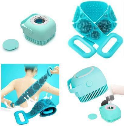 Shivom Collection 2 in 1 Combo Silicone Bath Body Back Brush, Scrubber Belt