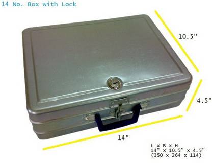 JAYCO Aluminium Cash Box with pre-fitted Lock - Large Size 14" x 10" x 4" Cash Box