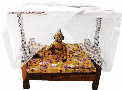 gopi Laddu Gopal Ji Mosquito Net Wooden Bed Wooden Pooja Chowki