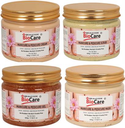 BEAUCODE BioCare Manicure & Pedicure Cream And Scrub & Gel & Mask Pack of-500gx4