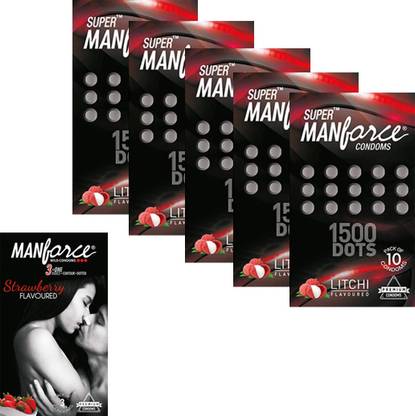 MANFORCE 1500-5 With Strawebbery 3s Condom