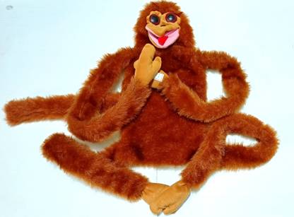 A SARKAR MAGIC WORLD VENTRILOQUISM TALKING MONKEY PUPPET / VENTRILOQUIST MONKEY PUPPET  - 43 cm