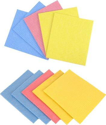 MotoPanda 10pc Set Kitchen Sponge Wipe / All Surface Sponge Cloth made of 100% Biodegradable Cellulose Sponge Mop