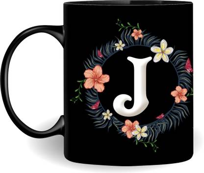 jiyacraft Alphabet J Name Ceramic Coffee ideal for Everyone (330 ml) Ceramic Coffee Mug