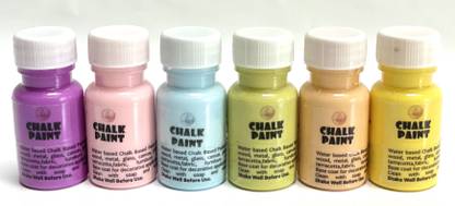 Krinjal Creations chalk acrylic paints with matte finish for MDF, Wood, Home Decor, Canvas, Paper, Terracotta, Fabric, Decoupage, DIY Art & Craft | Combo of Pastel Shades | Pack of 6 | 20ml each | (Pastel)