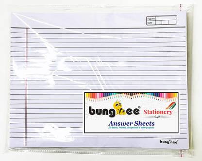 Bungbee Sheets for Exam CBSE Board UPSC HSC Practice (With Margin) Ruled Unfold (29.3cm x 22.4cm) 70 gsm A4 paper