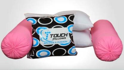 Touch Pillows Polyester Fibre Bolster Pack of 5 Solid Diwan Set of 3 Cushions & 2 Bolsters, Cushion Size: 16x16 Inches, Bolster Size: 09x24 Inches