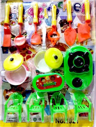 ananya kart Kitchen Set Roll Play Toys For Girls Premium Quality Toys For Girl's 4 Chairs 6 Home Kitchen Tools 1 Table Non Toxic BPA Free Material play set with spoon mixture bowl spoon Toys For Girl's