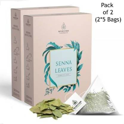 Nature's Park Senna Leaves (Sonamukhi) Herbal Infusion Weight Loss Tea - Anti-Aging & Relieves from Constipation, Pack OF 2 (5*2) Senna Herbal Infusion Tea Box