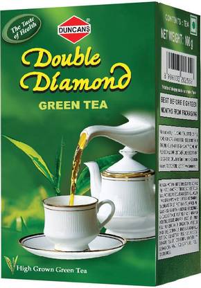 Duncans Double Diamond whole leaf loose Green Tea , 100% Natural & Pure, Natural Antioxidants - 100 Grams Green Tea Box