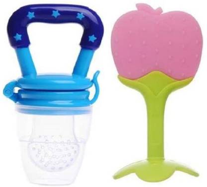 Kidsify Nibbler Soother for Babies Fruit Feeder Kids Nipple Pacifier for Fruit Vegetable and Fruit Shape Silicone Teether (Set of 2) Teether
