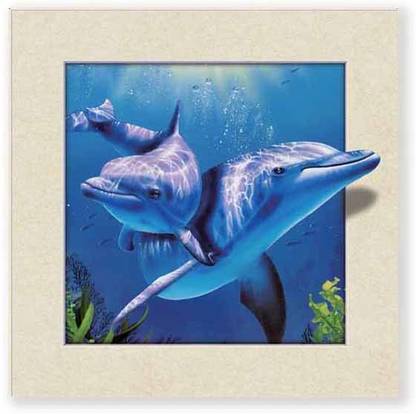 BGH 5D effect Dolphin Unique Wall Art/ poster frame for Living room/ Bedroom/ Office