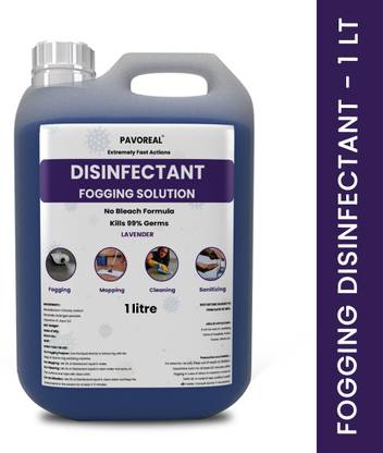 PAVOREAL Disinfectant Fogging Sanitizer Solution Liquid 1 Litre, Disinfectant Liquid for fogging machine, Fumigation Liquid, Hospital, School, Office & Home Sanitizer - Lavender Fragrance