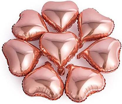 theshowmakers Solid Mini Heart Shape Foil Balloon (Rose Gold, 10 Pcs) Balloon