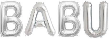 Offer99 Solid "BABU" Name Letter Silver Foil Balloon for Birthday Party Celebration Letter Balloon