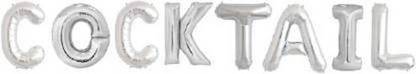 Offer99 Solid "COCKTAIL" Name Letter Silver Foil Balloon for Birthday Party Celebration Letter Balloon