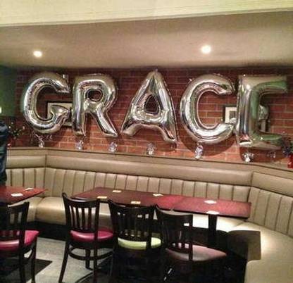 Offer99 सॉलिड "GRACE" Name Letter Silver Foil Balloon for Birthday Party Celebration लेटर बैलून